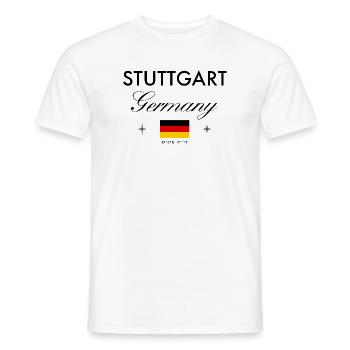 Stuttgart, Allemagne, coordonnées, voyage, souvenir - T-shirt homme - blanc - Devant - AI Model Male 178 dark (178cm)