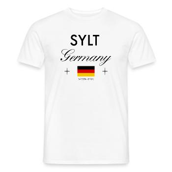 Sylt Deutschland Koordinaten Reise Souvenir - Männer T-Shirt - Weiß - Vorne - AI Model Male 178 dark (178cm)