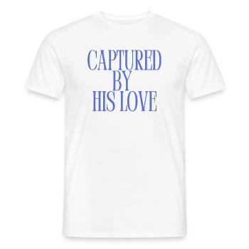 Captured By His Love Blue Christian Quote - Men's T-Shirt - white - Front - AI Model Male 178 dark (178cm)