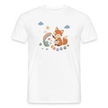 Fox paints a rainbow - Men's T-Shirt - white - Front - AI Model Male 178 dark (178cm)