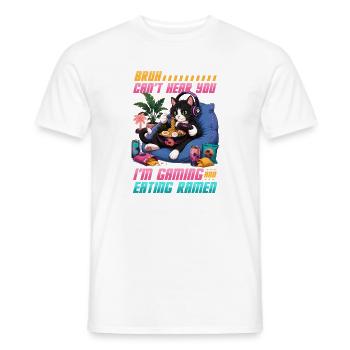 Gamer Gaming Cat Ramen Video Game - Men's T-Shirt - white - Front - AI Model Male 178 dark (178cm)
