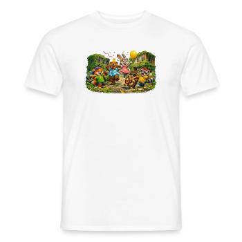 Cheerful animal friends party procession - Men's T-Shirt - white - Front - AI Model Male 178 dark (178cm)