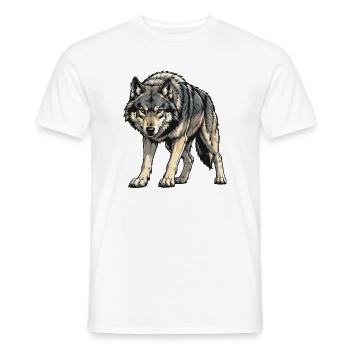 Gray Wolf Illustration - Men's T-Shirt - white - Front - AI Model Male 178 dark (178cm)