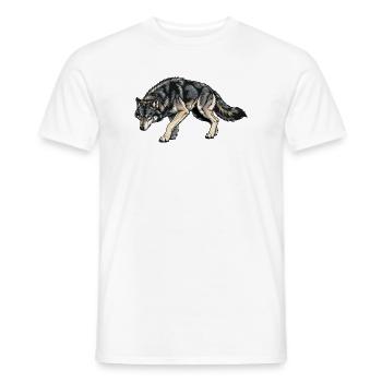 Wolf Illustration - Men's T-Shirt - white - Front - AI Model Male 178 dark (178cm)