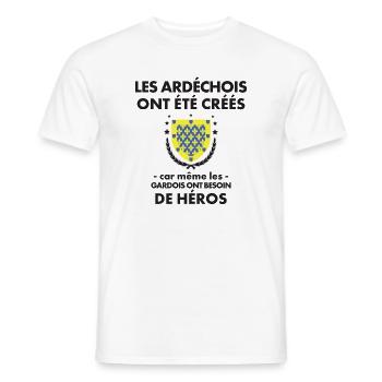 Les Ardechois Ont Ete Crees Car Meme Les Gardoi... - T-shirt homme - blanc - Devant - AI Model Male 178 dark (178cm)