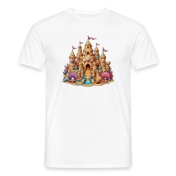 Beach sandcastle with shells - Men's T-Shirt - white - Front - AI Model Male 178 dark (178cm)
