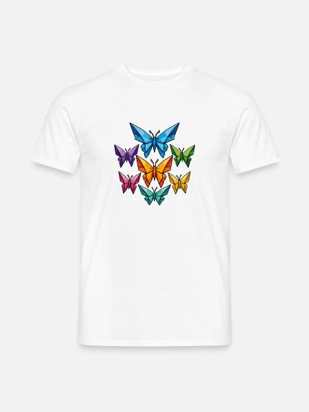 Geometrische Schmetterlinge Farbpalette - Männer T-Shirt - Weiß