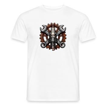 Screw Force: Gears Spark Plug - Men's T-Shirt - white - Front - AI Model Male 178 dark (178cm)