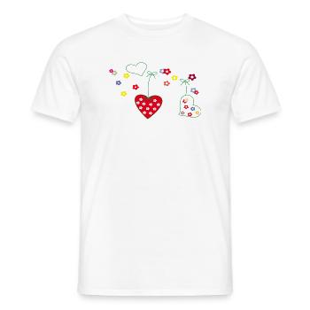 Cœurs avec des fleurs - T-shirt homme - blanc - Devant - AI Model Male 178 dark (178cm)