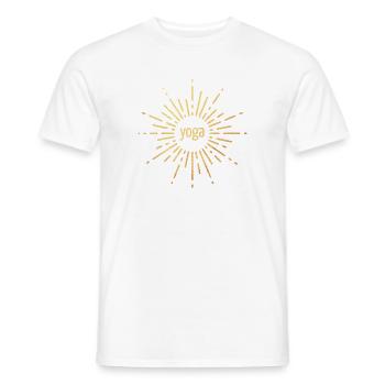 Yoga Sun Yogi Gold Sun Rays Luxury Meditates - Men's T-Shirt - white - Front - AI Model Male 178 dark (178cm)
