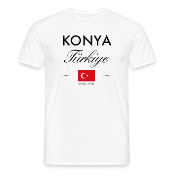 Konya Turkey Coordinates Travel Souvenir - Men's T-Shirt - white - Front - AI Model Male 178 dark (178cm)