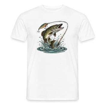 FISHING. WAIT. CATCH. - Men's T-Shirt - white - Front - AI Model Male 178 dark (178cm)
