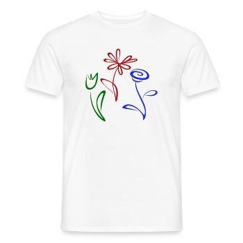 Three flowers - Men's T-Shirt - white - Front - AI Model Male 178 dark (178cm)