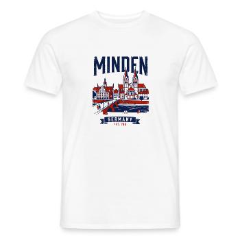 Cathedral Minden Germany City Skyline Historic - Men's T-Shirt - white - Front - AI Model Male 178 dark (178cm)