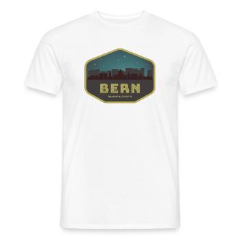 Bern Switzerland Skyline Badge Night - Men's T-Shirt - white - Front - AI Model Male 178 dark (178cm)