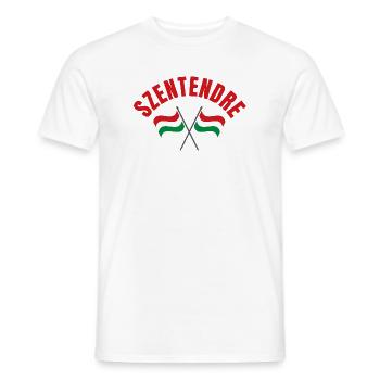 Szentendre a traversé les drapeaux hongrois - T-shirt homme - blanc - Devant - AI Model Male 178 dark (178cm)