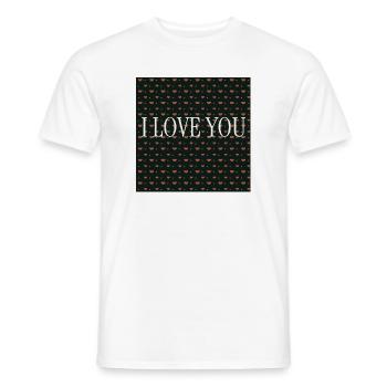 I Love You – Repeated Hearts Pattern - Men's T-Shirt - white - Front - AI Model Male 178 dark (178cm)