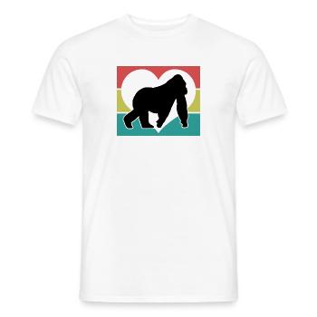 Cœur Silhouette de Singe Rétro - T-shirt homme - blanc - Devant - AI Model Male 178 dark (178cm)