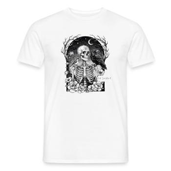 Skeleton in the night garden with ravens - Men's T-Shirt - white - Front - AI Model Male 178 dark (178cm)