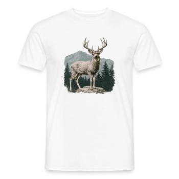 Deer with antlers - Men's T-Shirt - white - Front - AI Model Male 178 dark (178cm)