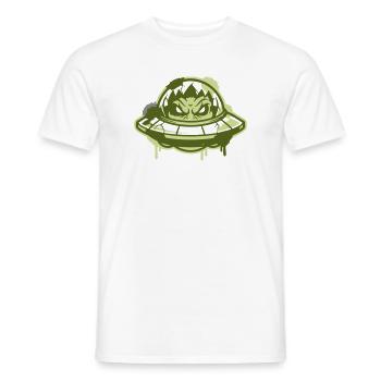 Logo graffiti d’OVNI extraterrestre - T-shirt homme - blanc - Devant - AI Model Male 178 dark (178cm)
