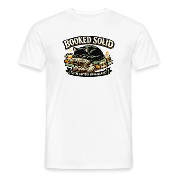 Booked Solid Cat and Books - Men's T-Shirt - white - Front - AI Model Male 178 dark (178cm)