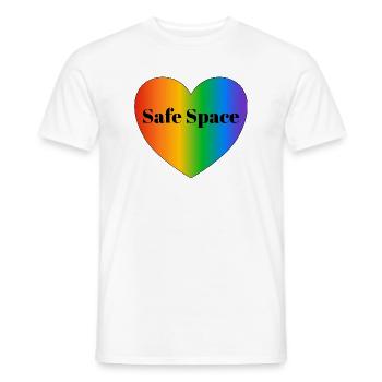 LGBT-Pride-Flagge im sicheren Raum - Männer T-Shirt - Weiß - Vorne - AI Model Male 178 dark (178cm)