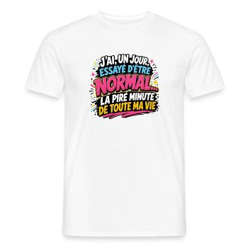 J’ai essayé d’être normal – Humour rétro - T-shirt homme - blanc - Devant - AI Model Male 178 dark (178cm)