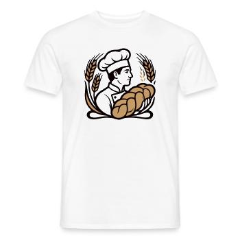 Baecker Hefezopf Logo - Men's T-Shirt - white - Front - AI Model Male 178 dark (178cm)