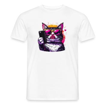 Cool Cat with Sunglasses – Selfie Cat Design - Men's T-Shirt - white - Front - AI Model Male 178 dark (178cm)
