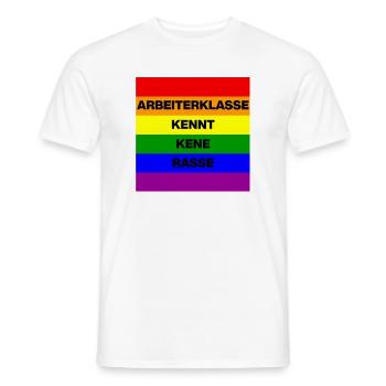 ARBEITERKLASSE KENNT KEINE RASSE, NIE WIEDER JETZT - Männer T-Shirt - Weiß - Vorne - AI Model Male 178 dark (178cm)