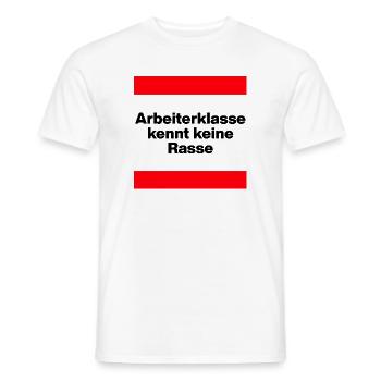 ARBEITERKLASSE KENNT KEINE RASSE, NIE WIEDER JETZT - Männer T-Shirt - Weiß - Vorne - AI Model Male 178 dark (178cm)