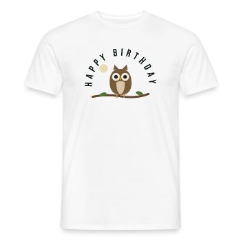 OWL. NICE. HAPPY BIRTHDAY - Men's T-Shirt - white - Front - AI Model Male 178 dark (178cm)