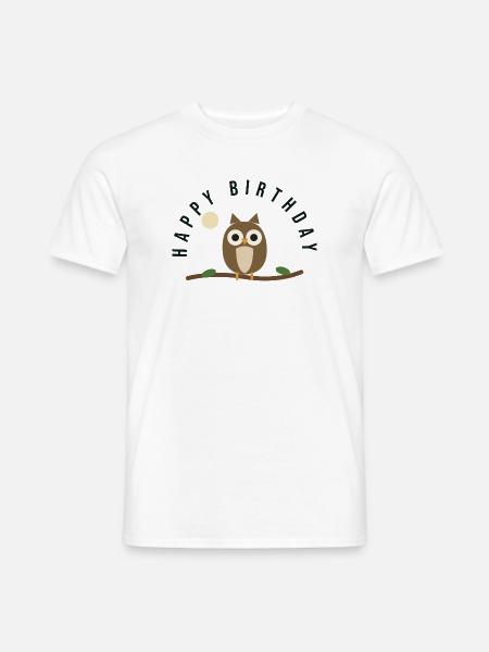 HIBOU. CHOUETTE. JOYEUX ANNIVERSAIRE - T-shirt homme - blanc