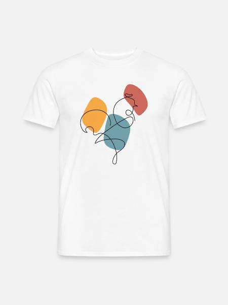 Lineart Hahn mit Farbunterlegung - Männer T-Shirt - Weiß