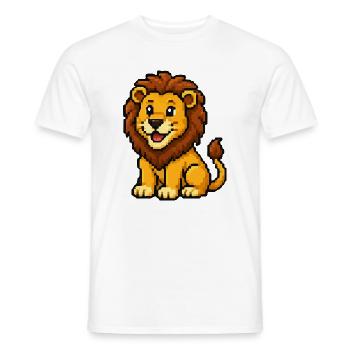 Pixel Lion Cub Design - T-shirt homme - blanc - Devant - AI Model Male 178 dark (178cm)