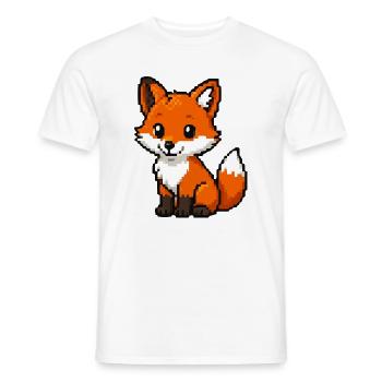 Retro Pixel Fox Cuddly Fox - Men's T-Shirt - white - Front - AI Model Male 178 dark (178cm)