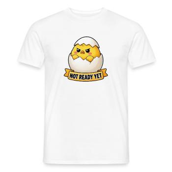 Cute Angry Chick In Egg Shell Cartoon - Men's T-Shirt - white - Front - AI Model Male 178 dark (178cm)