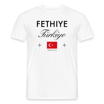 Fethiye Türkei Koordinaten Reise Souvenir - Männer T-Shirt - Weiß - Vorne - AI Model Male 178 dark (178cm)