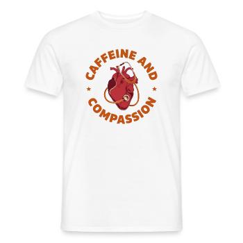 Caffeine and Compassion - Men's T-Shirt - white - Front - AI Model Male 178 dark (178cm)