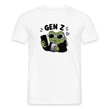Grenouille de la génération Z avec une esthétique de mème drôle à la Boba Kawaii - T-shirt homme - blanc - Devant - AI Model Male 178 dark (178cm)