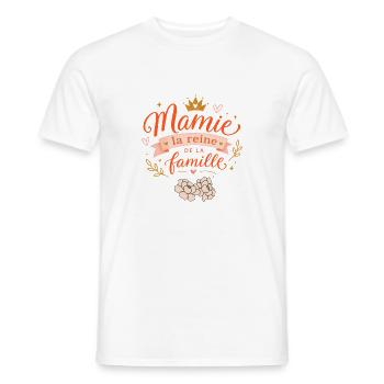 Mamie La Reine De La Famille - Cadeau Mamie - T-shirt homme - blanc - Devant - AI Model Male 178 dark (178cm)
