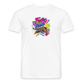 Retro 90s Bengal Cat Sprint - Men's T-Shirt - white - Front - AI Model Male 178 dark (178cm)