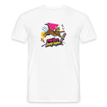 90s Memphis Bengal Cat - Men's T-Shirt - white - Front - AI Model Male 178 dark (178cm)