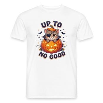 Chat d’Halloween Méchant - T-shirt homme - blanc - Devant - AI Model Male 178 dark (178cm)