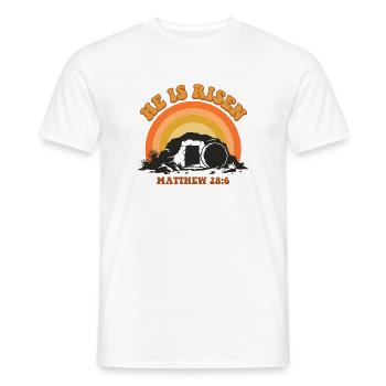 Jésus ressuscité Coucher de soleil rétro - T-shirt homme - blanc - Devant - AI Model Male 178 dark (178cm)