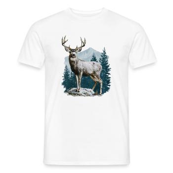 Cerf avec bois - T-shirt homme - blanc - Devant - AI Model Male 178 dark (178cm)