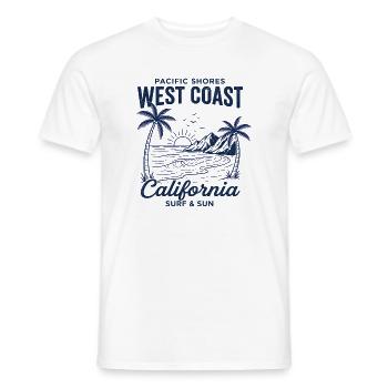 Surf Vintage de la côte ouest de la Californie - T-shirt homme - blanc - Devant - AI Model Male 178 dark (178cm)