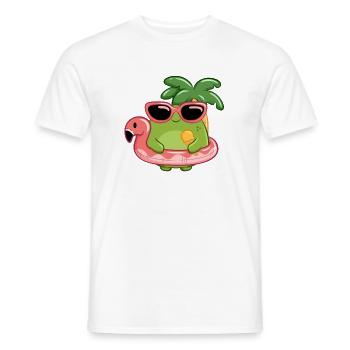 Sommerlicher Frosch mit Sonnenbrille und Flamingo  - Männer T-Shirt - Weiß - Vorne - AI Model Male 178 dark (178cm)