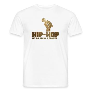 Golden Glitter Hip Hop Mic Fist - Men's T-Shirt - white - Front - AI Model Male 178 dark (178cm)